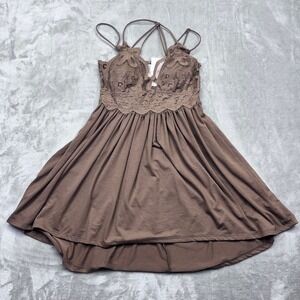 Zenana Womens‎ Brown Lace Top Casual Tank Dress Sleeveless Medium New